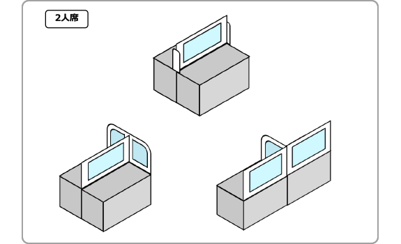 画像：パーテーション設置イメージ　2人席