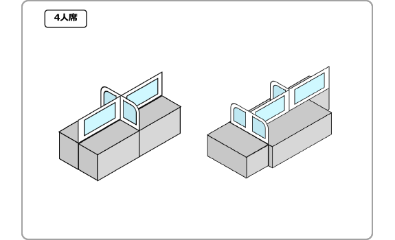 画像：パーテーション設置イメージ　4人席