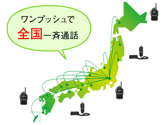 画像：日本地図　ワンプッシュで全国一斉通話